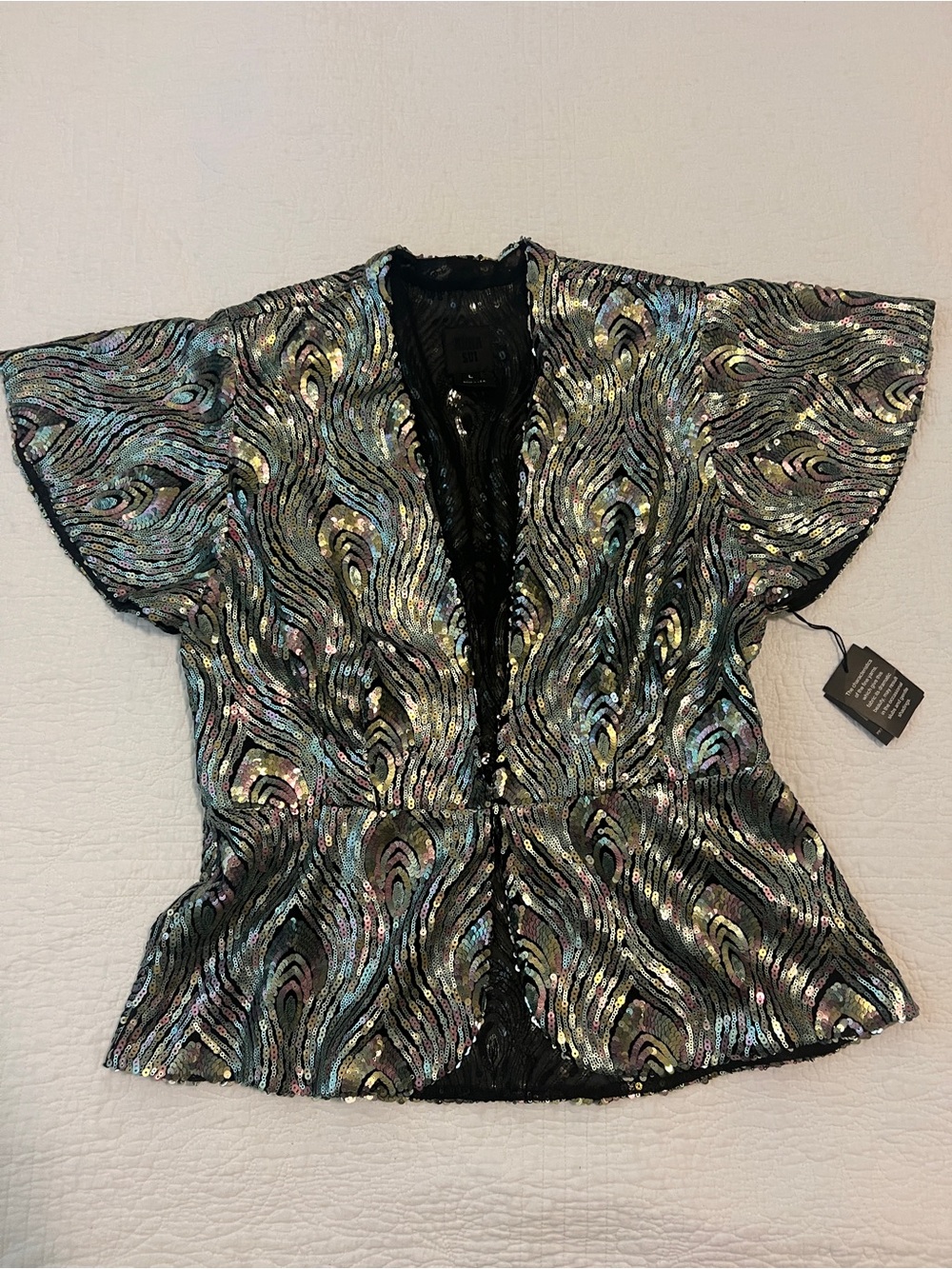 Vintage Anna Sui Multi-Sequin Peacock Top - NWT - Size Large